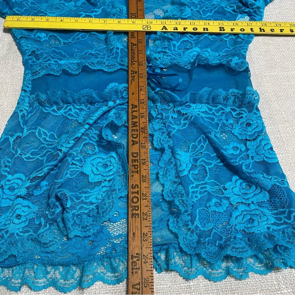G World Intimates New Laced Robe Women Blue One Size 3/4 Sleeve